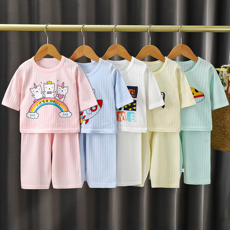 儿童夏季七分袖空调服套装