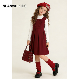时尚 女童连衣秋冬季 半高领打底新年装 2025新款 洋气连衣裙潮 裙套装