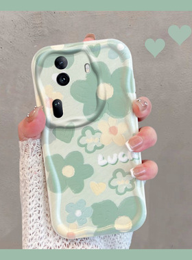 适用于opporeno11手机壳reno11pro5g小清新pjh110绿色pjj花朵新款女0pp0reon115g全包防摔opopreno11创意软壳