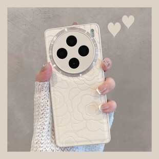 适用于vivox100手机壳viv0x100pro新款 x100s女vovox全包防摔vivix简约vovix山茶花纯色spro步步高vox曲屏por