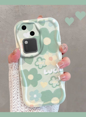 适用于vivos18手机壳viv0s18pro小清新绿色步步高vivox18por曲面屏花朵vovos新款女vivis镜头全包防摔vos软壳