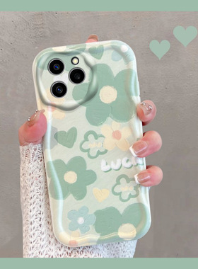 适用于华为荣耀60se手机壳小清新gia一an00绿色花朵honor6ose曲屏新款女s60es全包防摔六十软壳giaan春夏anoo