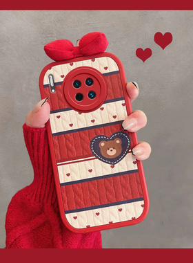 适用于华为mate30手机壳meta30pro2023新款m30可爱mt30蝴蝶结mete305g版epro5g红色por曲面屏proe全包3o女