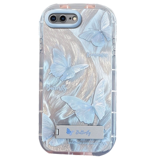 适用于苹果8plus手机壳iphone7p新款女a1661小清新ip7七spuls蝴蝶ip八splus全包防摔i7rplus高级感i8简约p8女