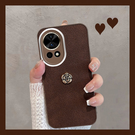 适用于华为nova13手机壳nove12pro新款n12ultra系列novo简约nava复古navo女款nowa创意全包防摔套note棕色por