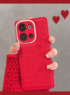 适用于opporeno9手机壳0pp0reno9pro5g新年山茶花phm110新款pgx110女中国红opporeon9por大红色opopreno95g