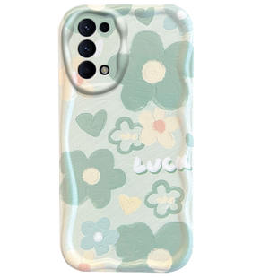 适用于opporeno5手机壳0pp0reno5k小清新opopreno5pro5g绿色pegm00/10花朵oppo新款女opporeon55g全包防摔k5g