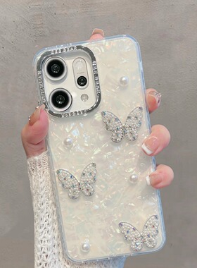 适用于opporeno14手机壳opporeon14pro半透明pla110新款女pkz110小清新oppor14蝴蝶opopreno14por高级感防摔