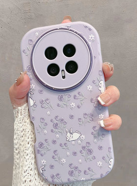 适用于华为荣耀magic8手机壳magic8pro紫色小清新bkq一an00花朵honor魔术八可爱兔子m8por全包majic防摔migic