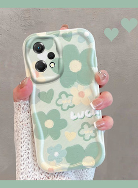 适用于oppok10x手机壳真我q5新款v25小清新pggm10绿色RMX3478/3475花朵x5g女oppo全包k10x防摔realmeq5夏opk