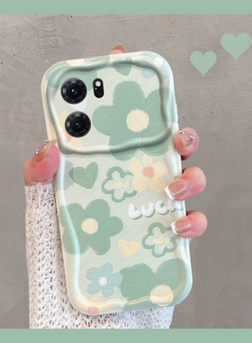 适用于oppok10手机壳0pp0k10pro5g小清新pgjm10绿色k10oppo花朵opk105g新款女opook全包防摔oppk创意软壳por