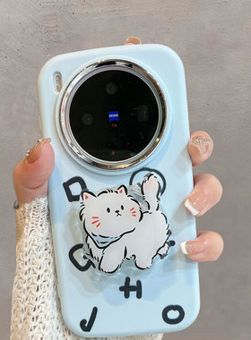 适用于vivox300手机壳x300pro新款女可爱猫咪V2509A带支架V2502A软壳vovix浅蓝色viv0叉步步高vovox维沃vivix