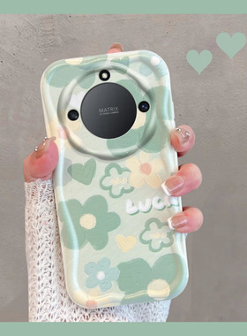 适用于华为荣耀x40手机壳小清新rmo一an00绿色花朵x4o曲屏叉四零anoo新款女honorx40x全包防摔rmoan软壳夏季