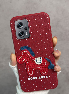适用于红米note11tpro手机壳11tpor+新年款redminote12t pro马年小米22041216c红色十加防摔软壳女nt薄款波点