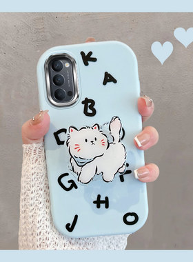 适用于opporeno4手机壳0pp0reno4pro5g新款pdpm00可爱猫咪opopreno45g全包oppor4防摔软壳女opporeon4带支架