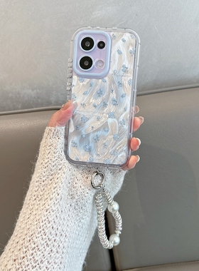 适用于opporeno13手机壳reno13pro新款pkm11小清新pkk110蓝色花朵oppor13por女款opopreno全包防摔opporeon