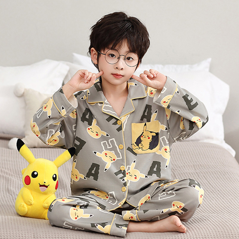 男童睡衣2025新款春秋季儿童长袖纯棉套装中大童男孩帅气秋冬款