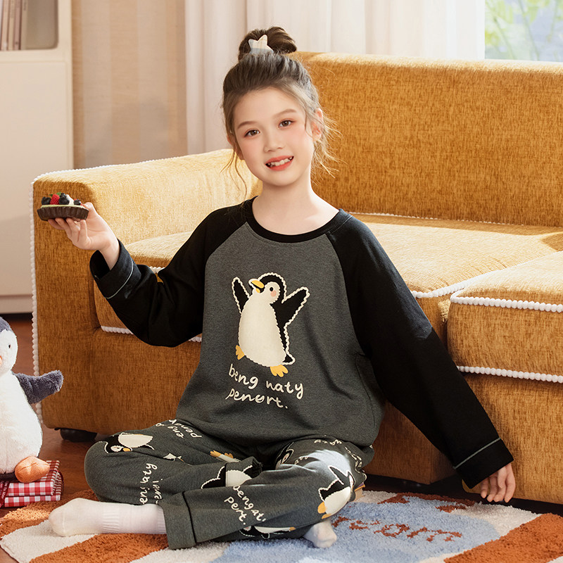 女童睡衣纯棉2026新款长袖儿童春秋季卡通中大童公主风家居服套装