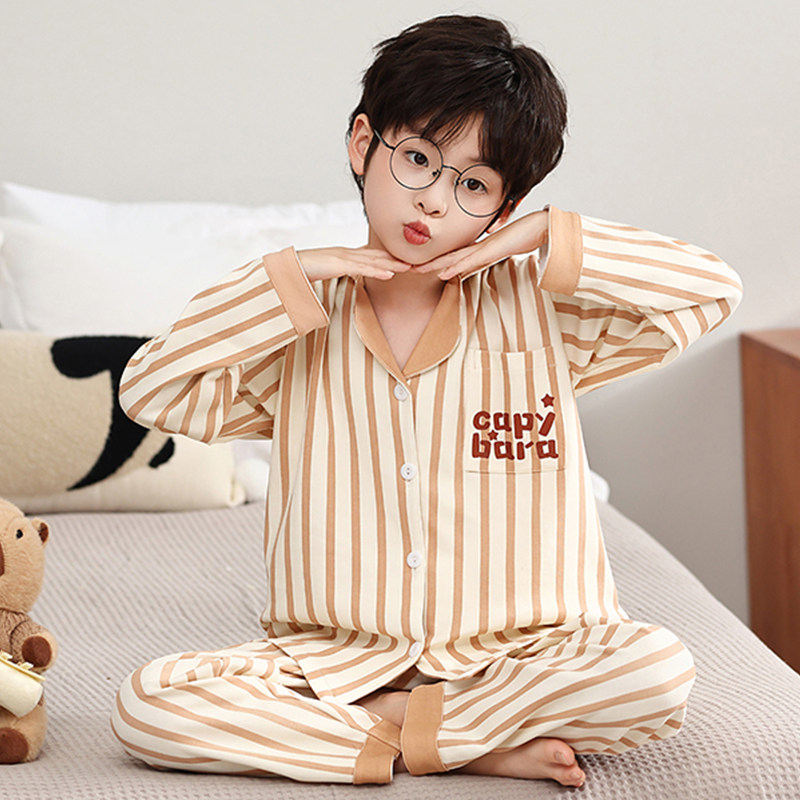 卡皮巴拉儿童男童睡衣纯棉秋冬季新款长袖套装男孩子中大童家居服