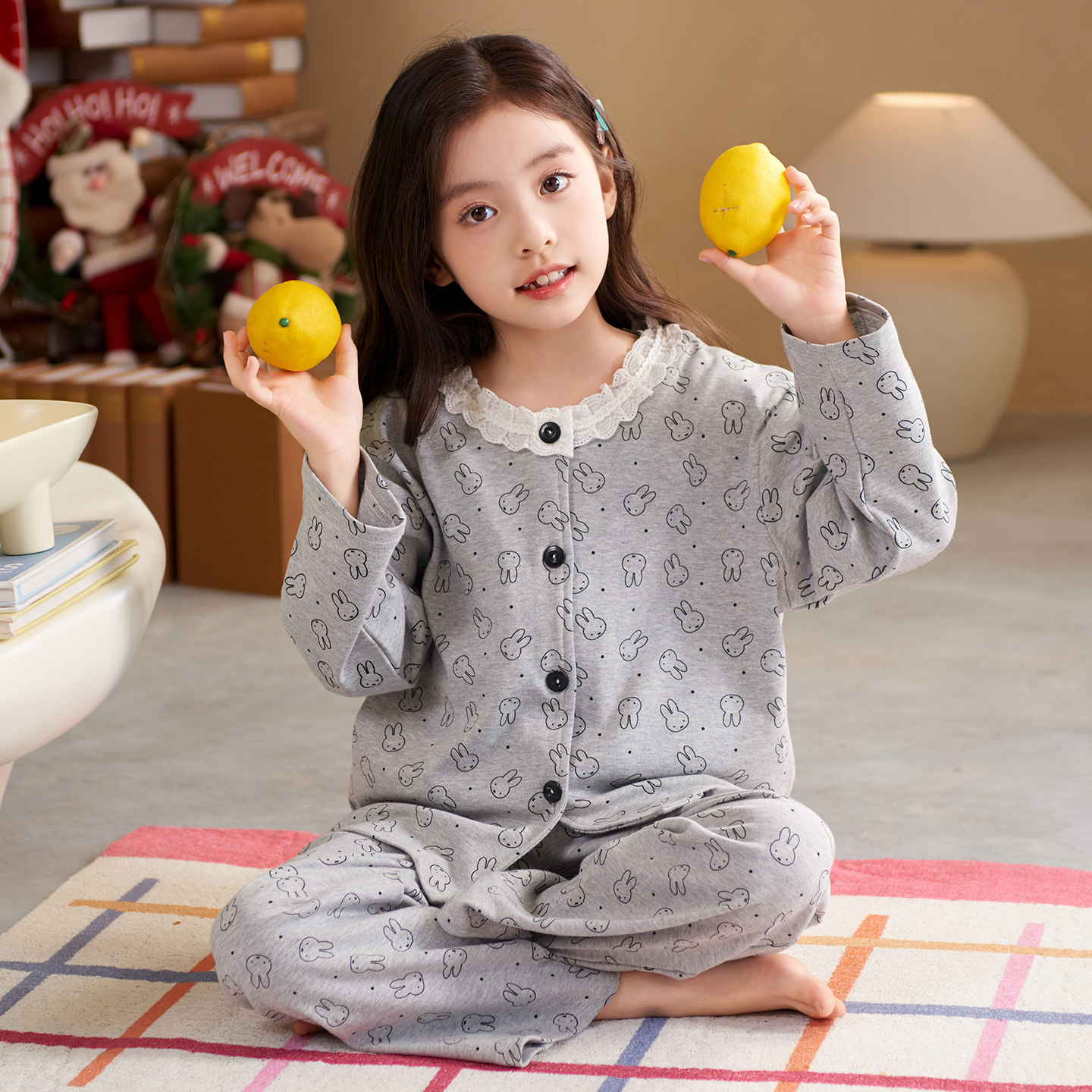 女童纯棉家居服儿童全棉睡衣2026新款秋冬季卡通女孩学生秋款套装