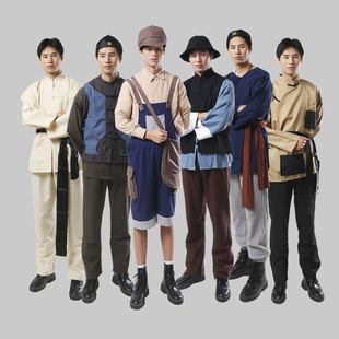 晚清民国男子报童车夫小商贩跑堂伙计穷人百姓工人打手演出服出租