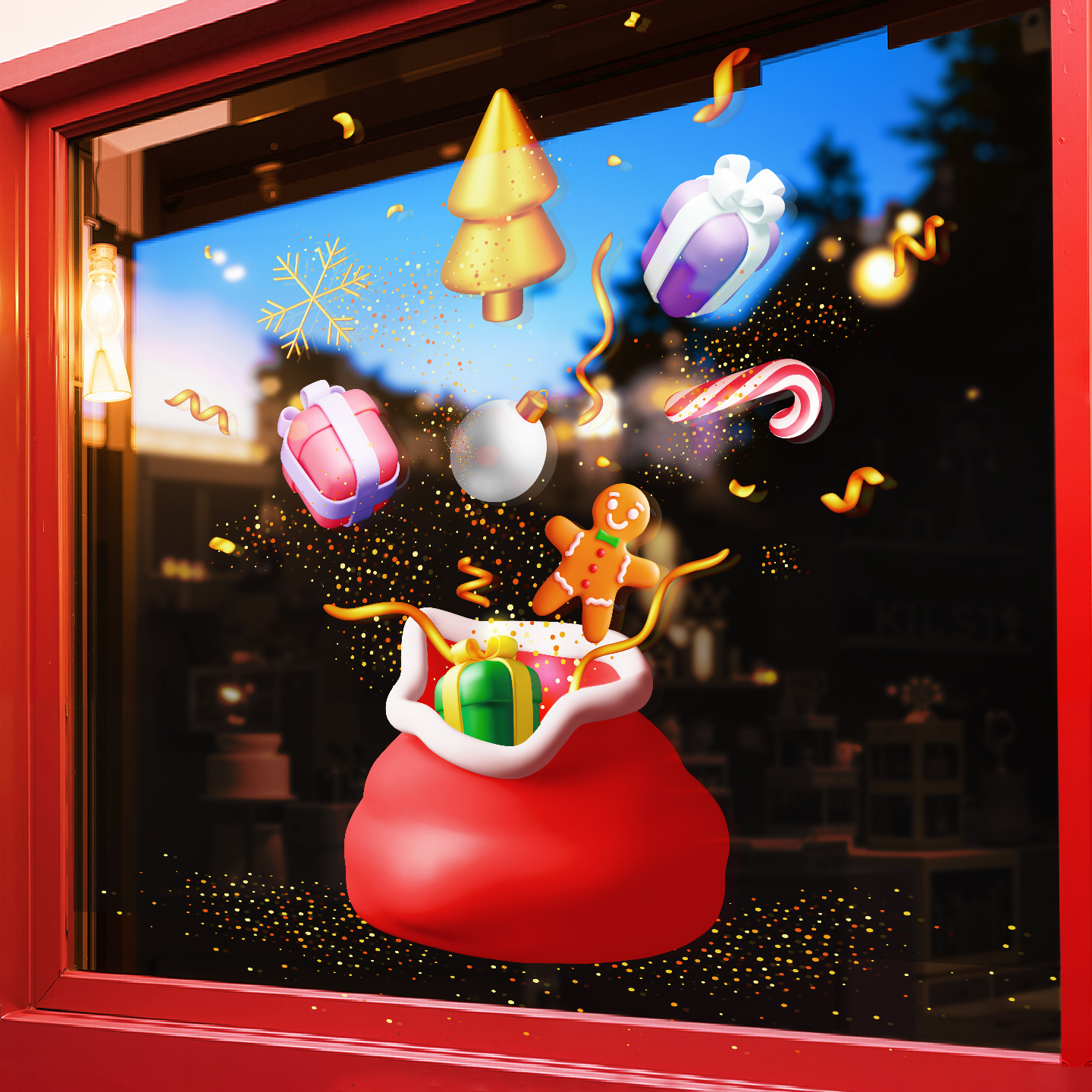 2026圣诞节装饰橱窗静电贴