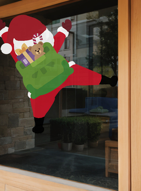 圣诞节静电贴纸装饰圣诞树场景节日布置用品窗户门橱窗玻璃门贴画