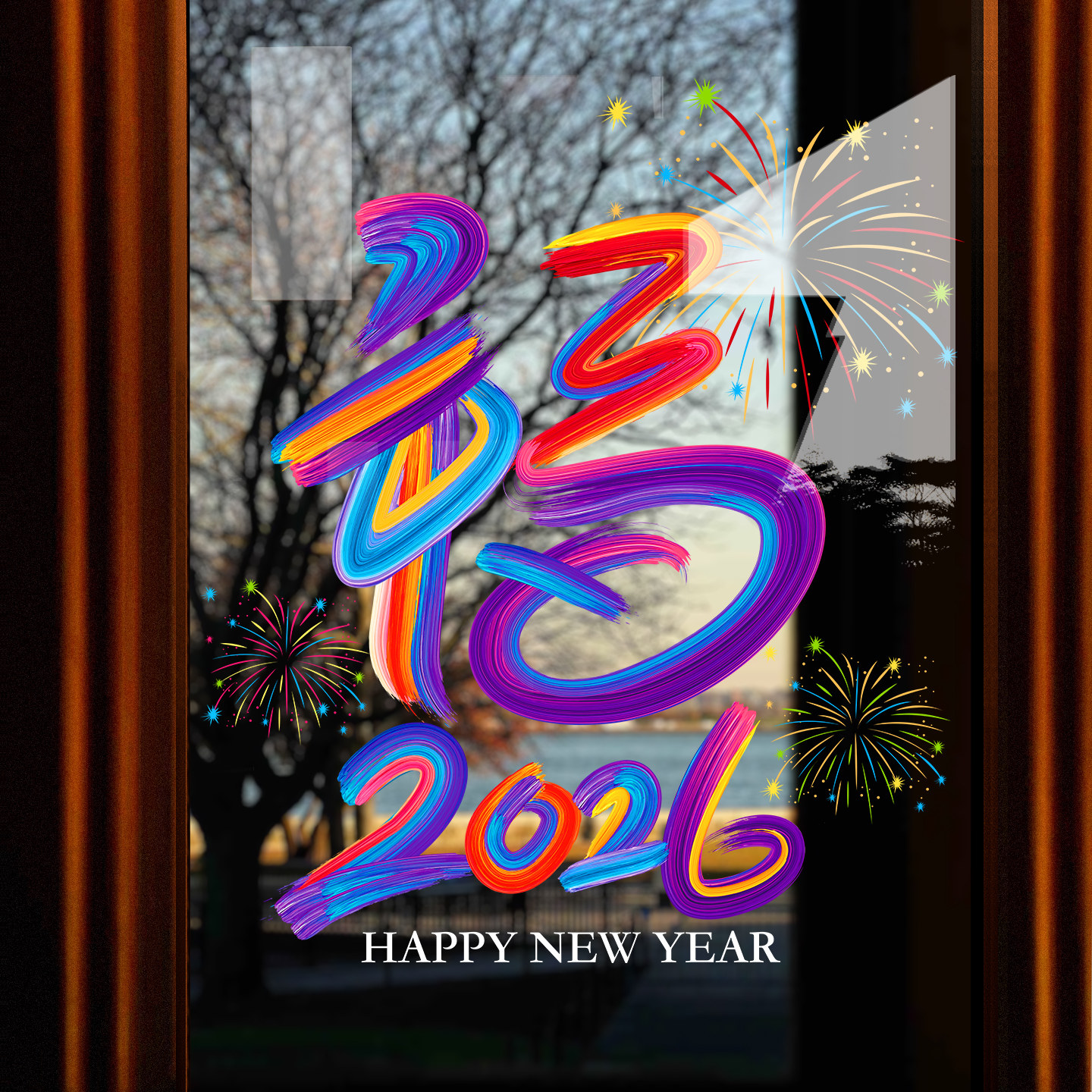 元旦新年装饰马年福字静电贴