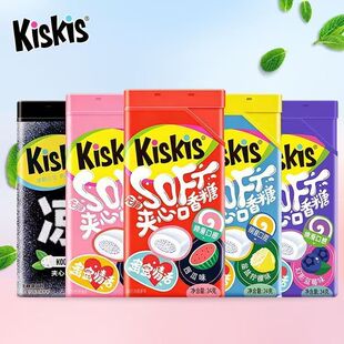 KisKis酷滋34g夹心口香糖水果味零食情话抽纸条上课约会表白糖果