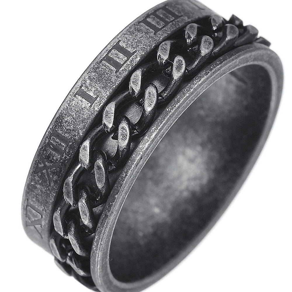 链条戒指罗马数字指环大号ring