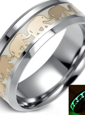 指环夜光大象钛钢不锈钢钛钢动物