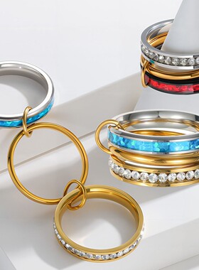 澳宝戒指叠戴指环INS韩版ring首