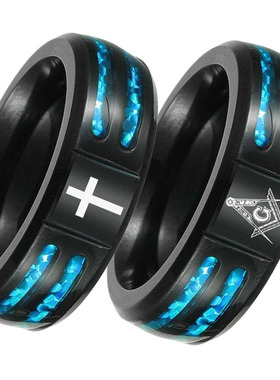 十字架共济HUI戒指澳宝激光镭射