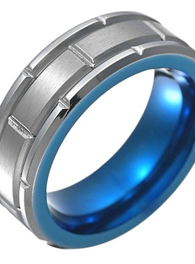 精致戒指ring间蓝间钢色合金饰品