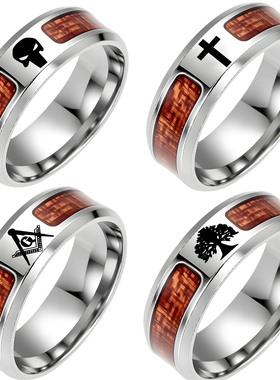 生命树钛钢戒指ring十字架指环扳