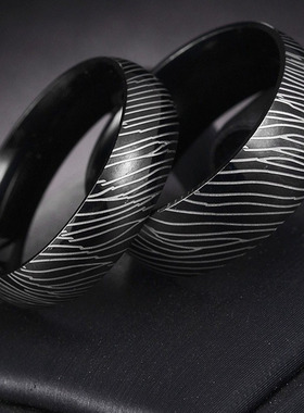 男士2024新款大马士革钢纹路钛钢戒指年轮花纹男士指环手饰ring