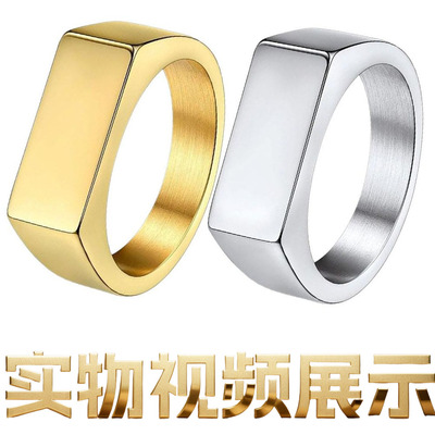 朋克不锈钢金色指环ring