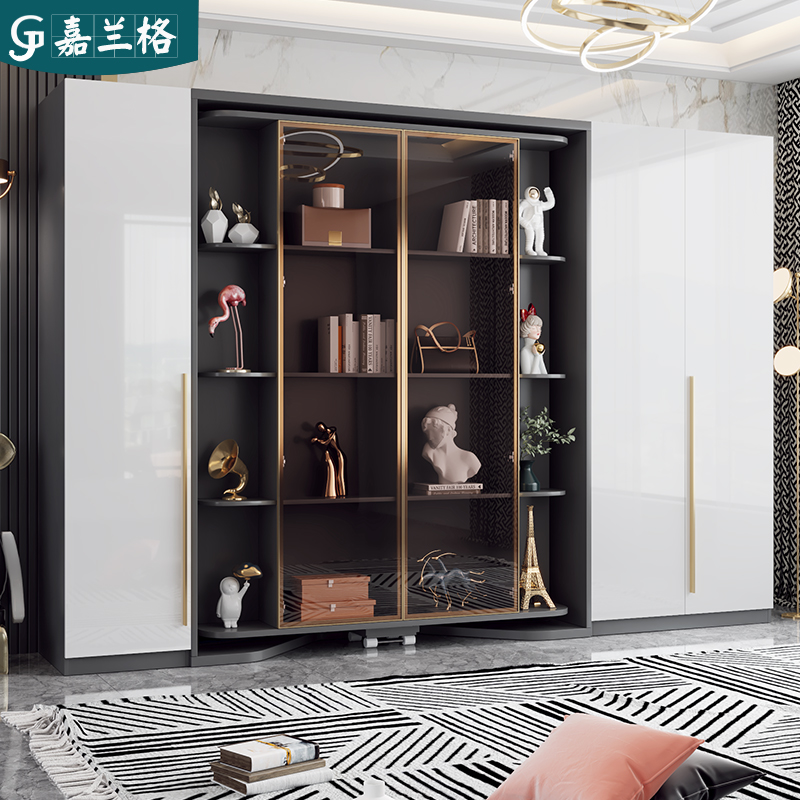 轻奢旋转隐形床衣柜一体多功能