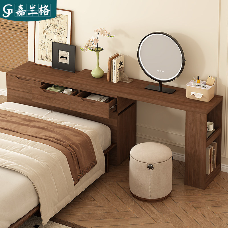 卧室可伸缩床尾柜夹缝柜实木床头柜梳妆台书桌一体床边柜子9C17,住宅家具,床头柜,淘宝优惠券,粉丝福利购,淘宝优惠卷
