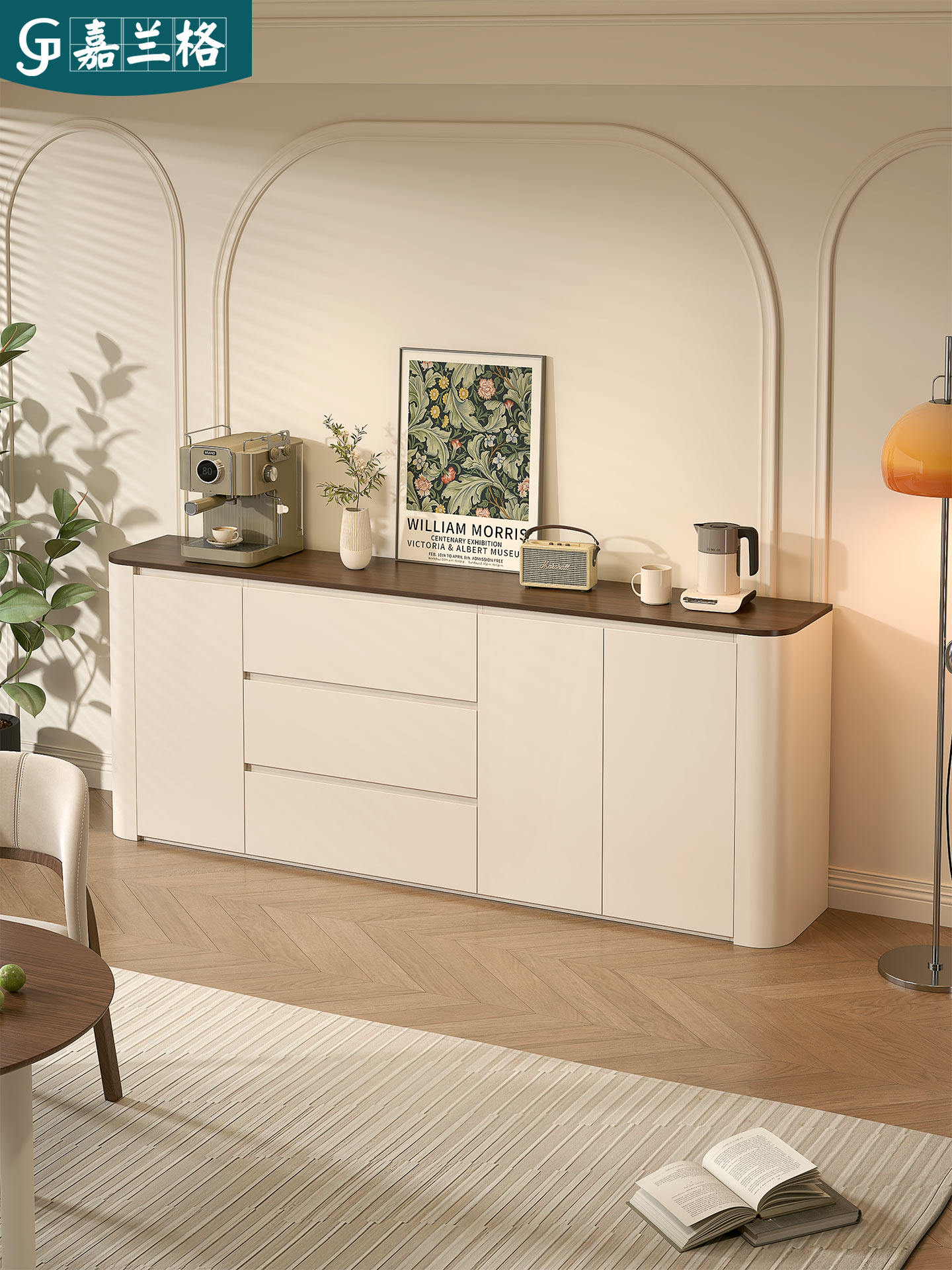 中古风圆弧餐边柜靠墙一体圆角柜子储物柜茶水置物柜子定制9G399,住宅家具,餐边柜,淘宝优惠券,粉丝福利购,淘宝优惠卷