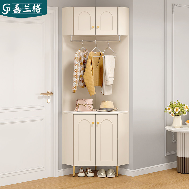 奶油风门厅转角衣柜家用卧室衣帽架墙角三角置物柜卧室拐角柜9N60,住宅家具,门厅/玄关柜/玄关架,淘宝优惠券,粉丝福利购,淘宝优惠卷