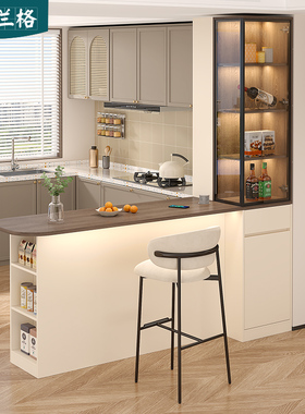 吧台隔断柜餐边柜餐桌一体定制吧台客厅厨房酒柜储物柜子9G374