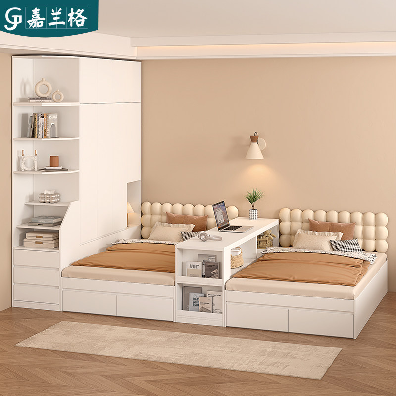 主卧室2026新款床实木互不干扰床一房变两房隔断床双胞二胎床9M31