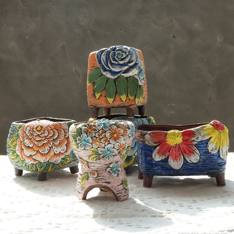 粗陶韩式手绘复古大号手绘