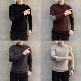 长袖 t恤衫 男装 新款 潮 打底衫 男士 修身 372欧货春秋季 休闲圆领针织衫