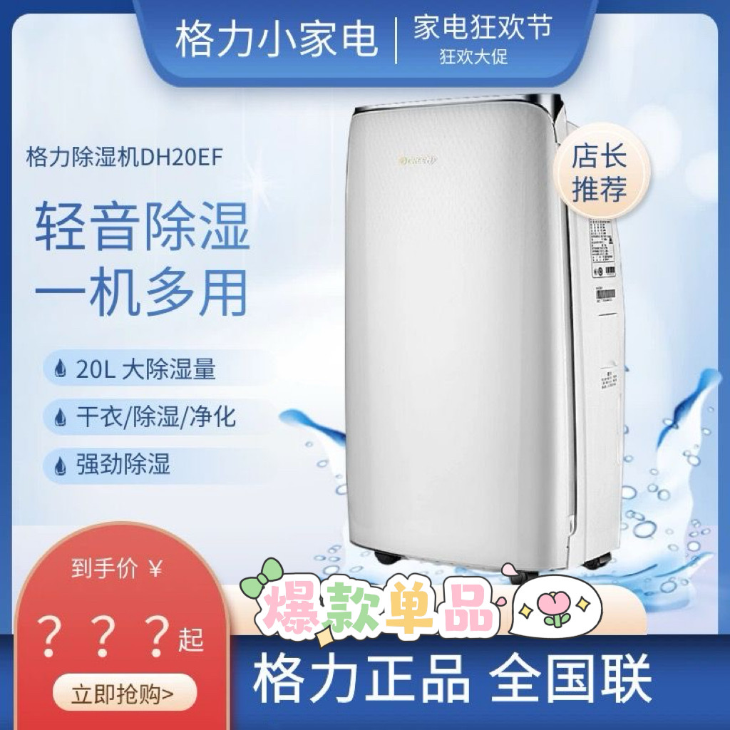 格力除湿机抽湿机DH20EF大功率地下室吸湿器干燥机防潮