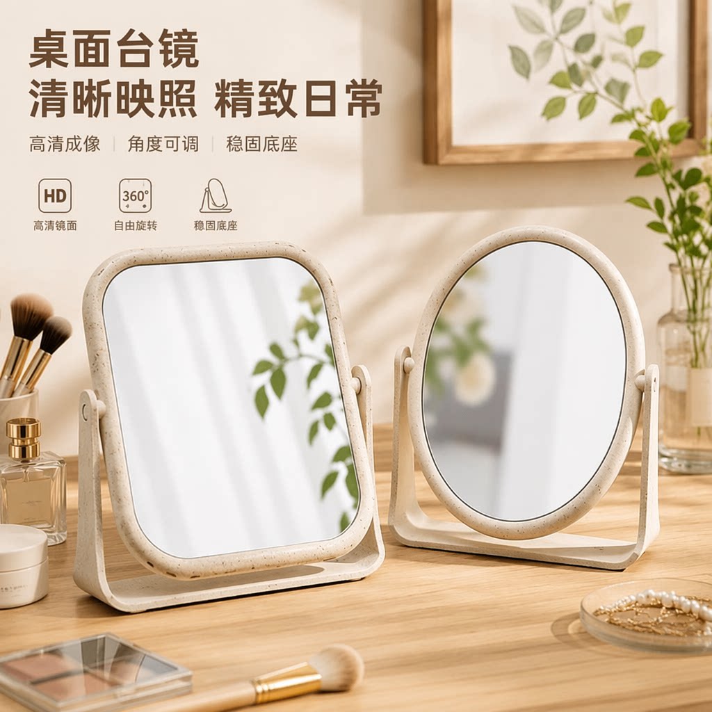 双面台式化妆镜家用简约折叠图片