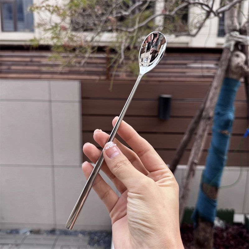 自留款304不锈钢长柄咖啡勺搅拌棒蜂蜜甜品勺子加长冰勺水果叉子