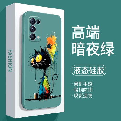 适用oppoReno5手机壳油画Reno6全包防摔软壳reno5pro液态硅胶6pro保护套PRO+卡通5k创意外壳涂鸦新款镜头全包