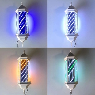 理发店转灯超亮节能LED户外防水美发店挂墙式六角复古宫灯小蛮腰